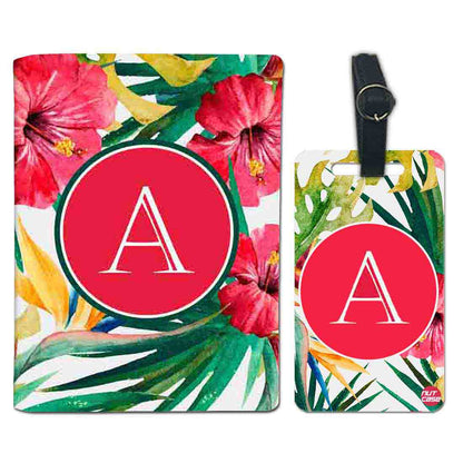 Personalized Passport Cover Luggage Tag Set - Hibiscus Flower Nutcase