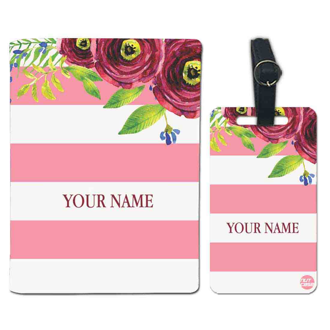 New Customized Passport Holder - Pink Strips