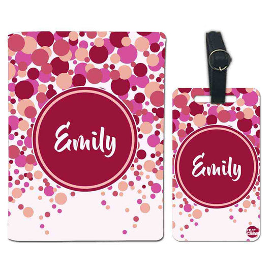 Personalized Passport Cover Luggage Tag Set - Pink and Red Dots Nutcase