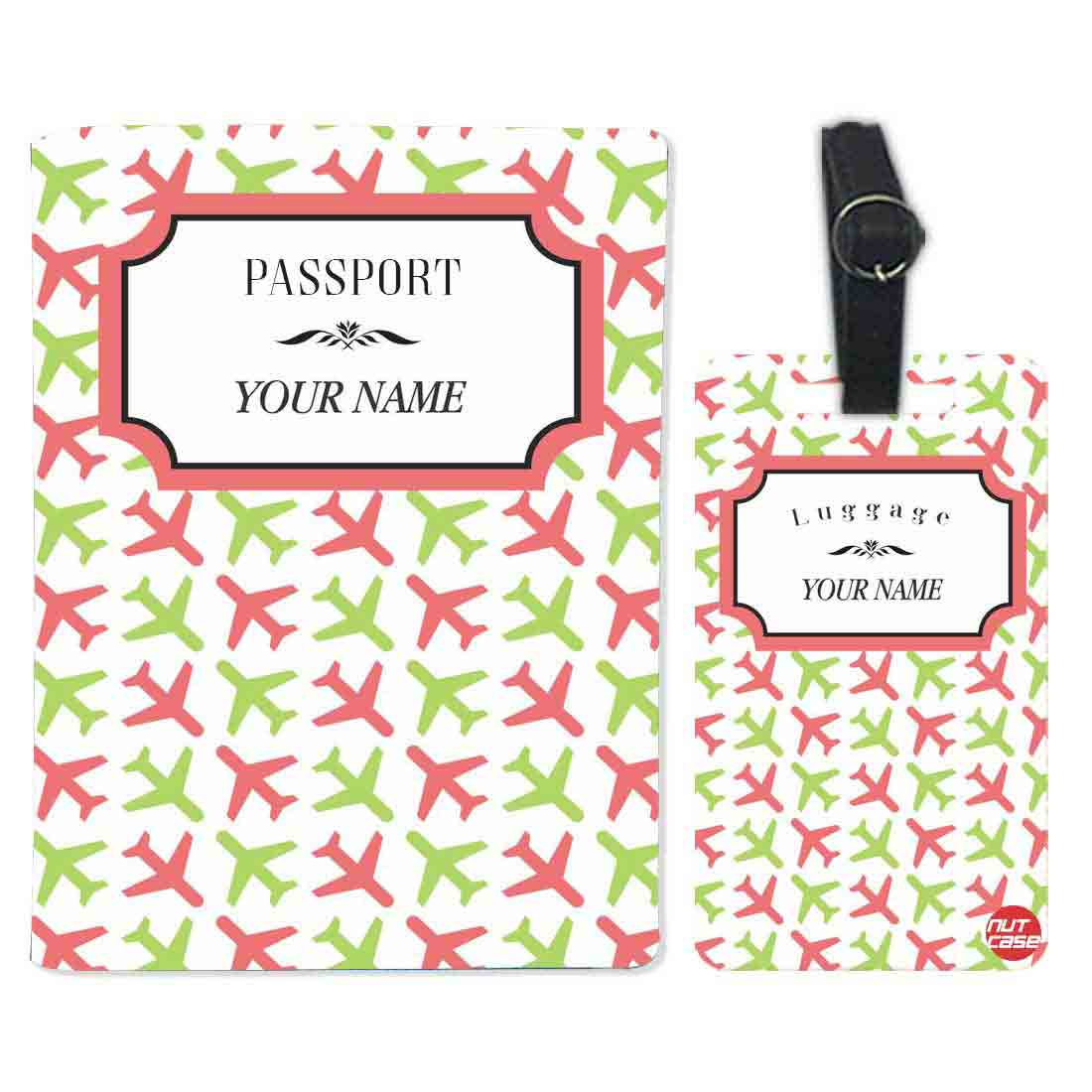 Customized Passport Cover Luggage Tag Set - Jet Planes Nutcase