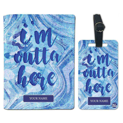 Customized Passport Cover Travel Suitcase Tag - I Am Outta Here Blue Nutcase