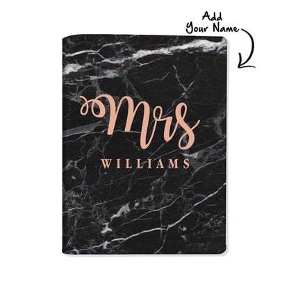 Personalised Passport Cover Luggage Tag Set - Mrs Black Marble Nutcase