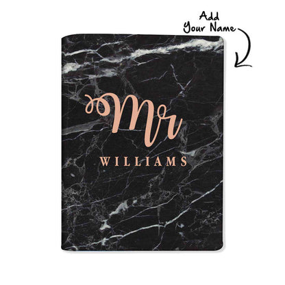 Personalized Passport Cover Luggage Tag Set - Mr Black Marble Nutcase