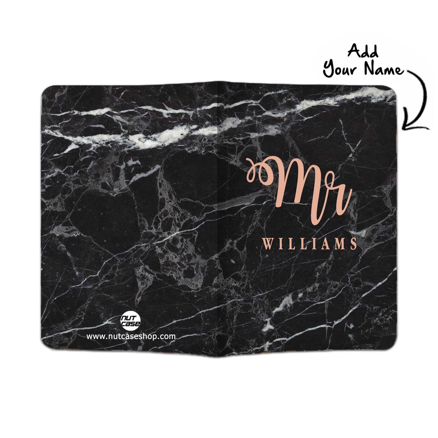 Personalized Passport Cover Luggage Tag Set - Mr Black Marble Nutcase