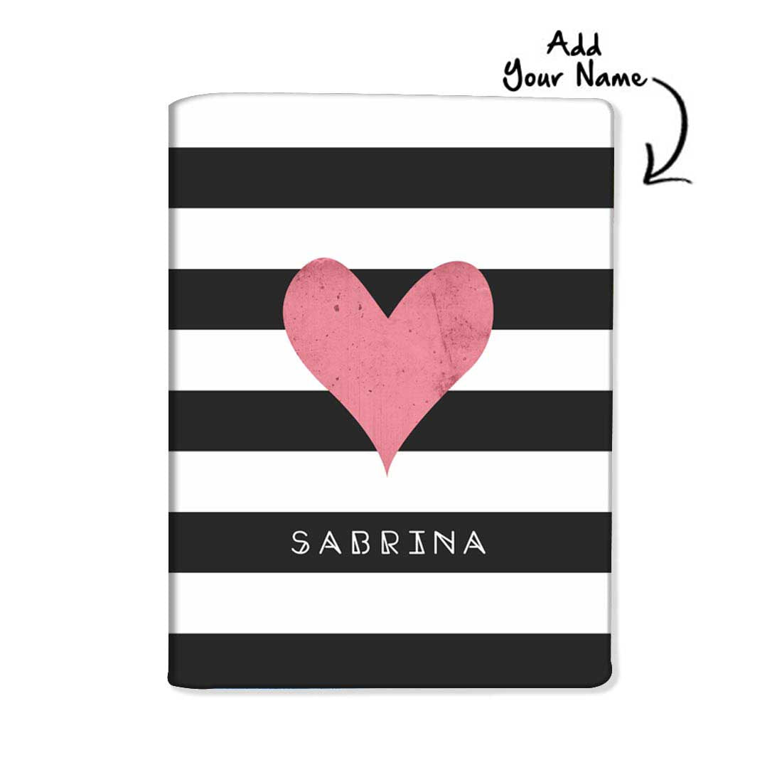 Customized Passport Cover and Baggage Tag Set - Pink Heart with Black Strips Nutcase