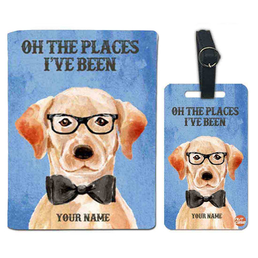 Personalised Passport Cover and Baggage Tag Combo - Hipster Dog Nutcase
