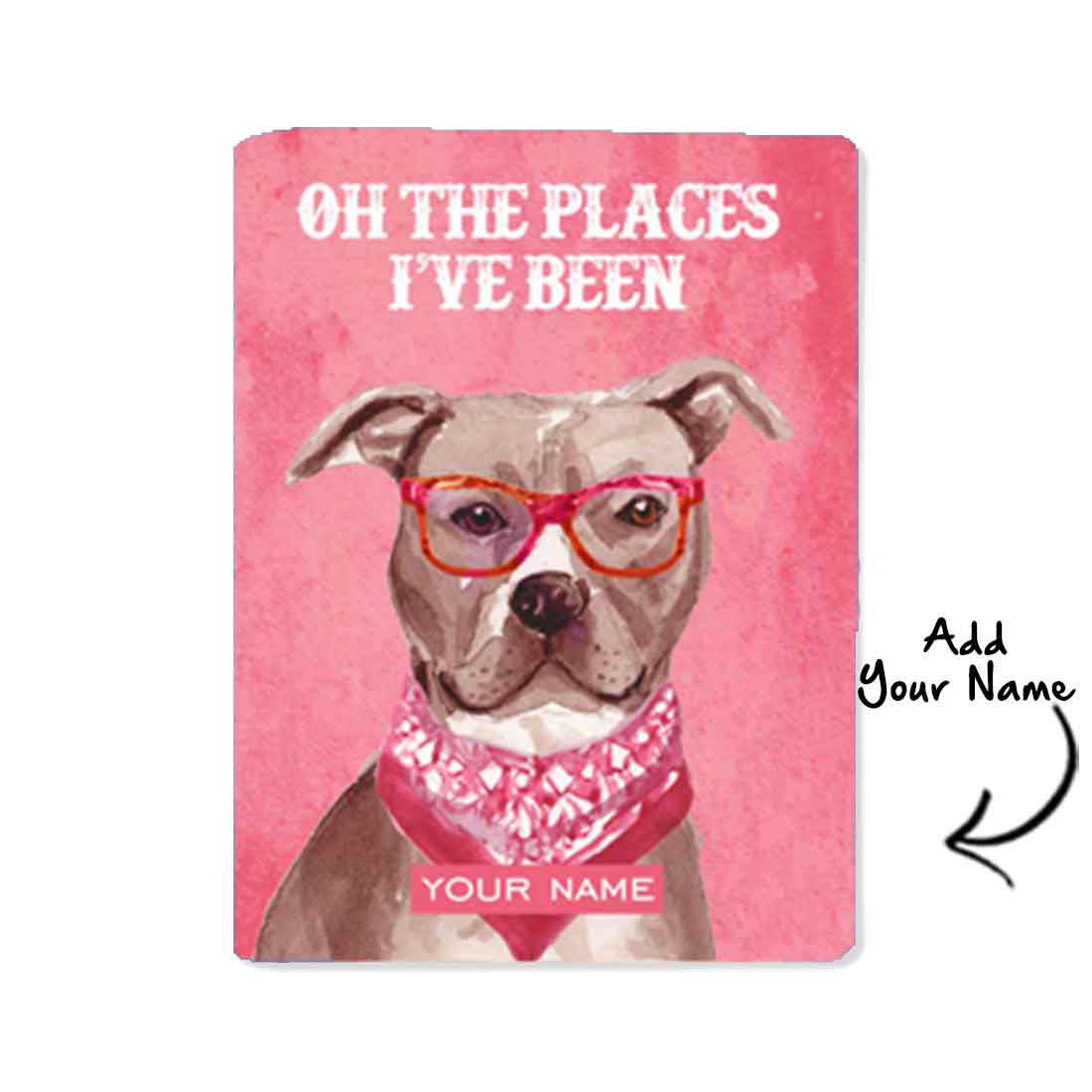 Personalized Passport Cover Suitcase Tag Set - Pink Lab Dog Nutcase