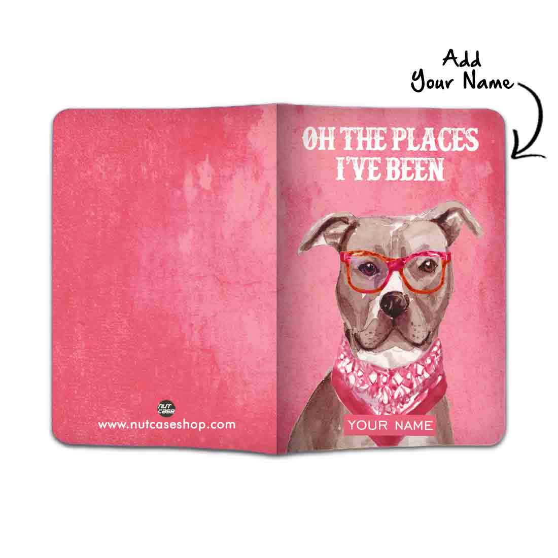 Personalized Passport Cover Suitcase Tag Set - Pink Lab Dog Nutcase