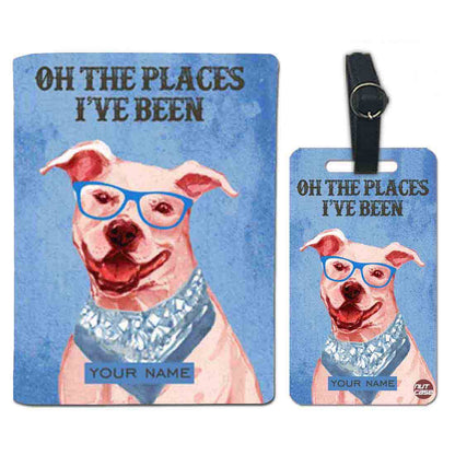 Customized Passport Cover Luggage Tag Set - Hipster Lab Dog with Scarp Nutcase