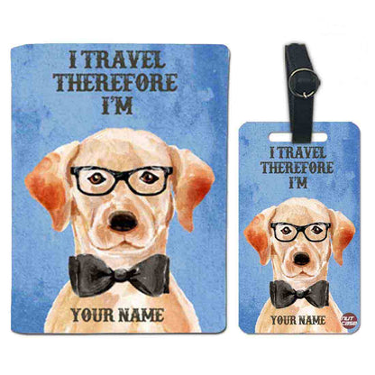 Personalised Passport Cover Travel Luggage Tag - Cute Hipster Dog Nutcase