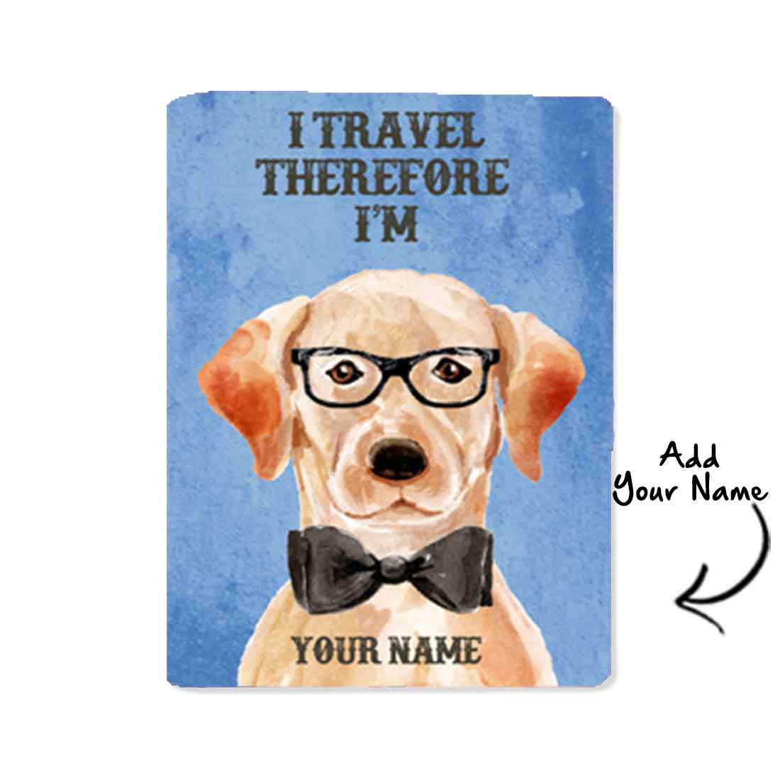 Personalised Passport Cover Travel Luggage Tag - Cute Hipster Dog Nutcase