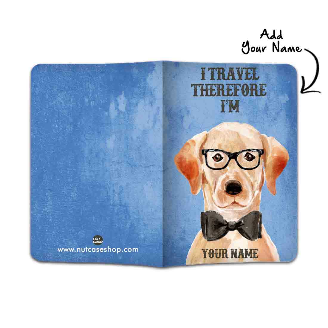 Personalised Passport Cover Travel Luggage Tag - Cute Hipster Dog Nutcase