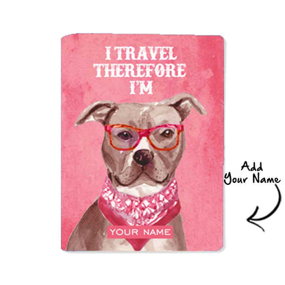 Personalized Passport Cover Baggage Tag Set - Pink Hipster Lab Dog Nutcase