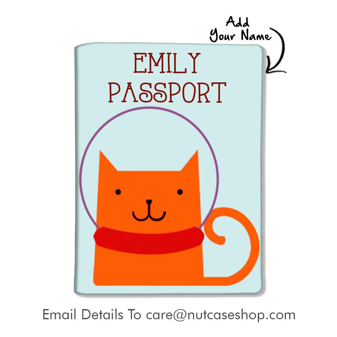 Personalized Passport Cover Luggage Tag Set - Orange Cat Nutcase