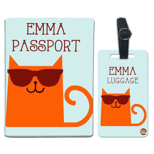 Customized Passport Cover and Baggage Tag Set - Office Cat Nutcase