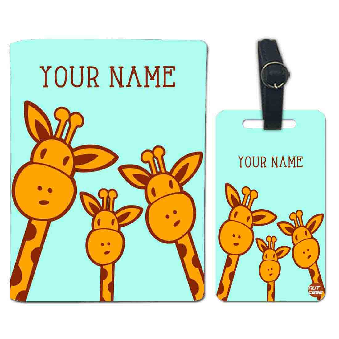 Personalised Passport Cover Suitcase Tag Set - Giraff Nutcase