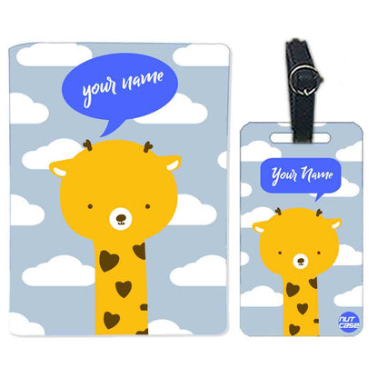 Personalized Passport Cover Travel Luggage Tag - Cute Giraff Nutcase