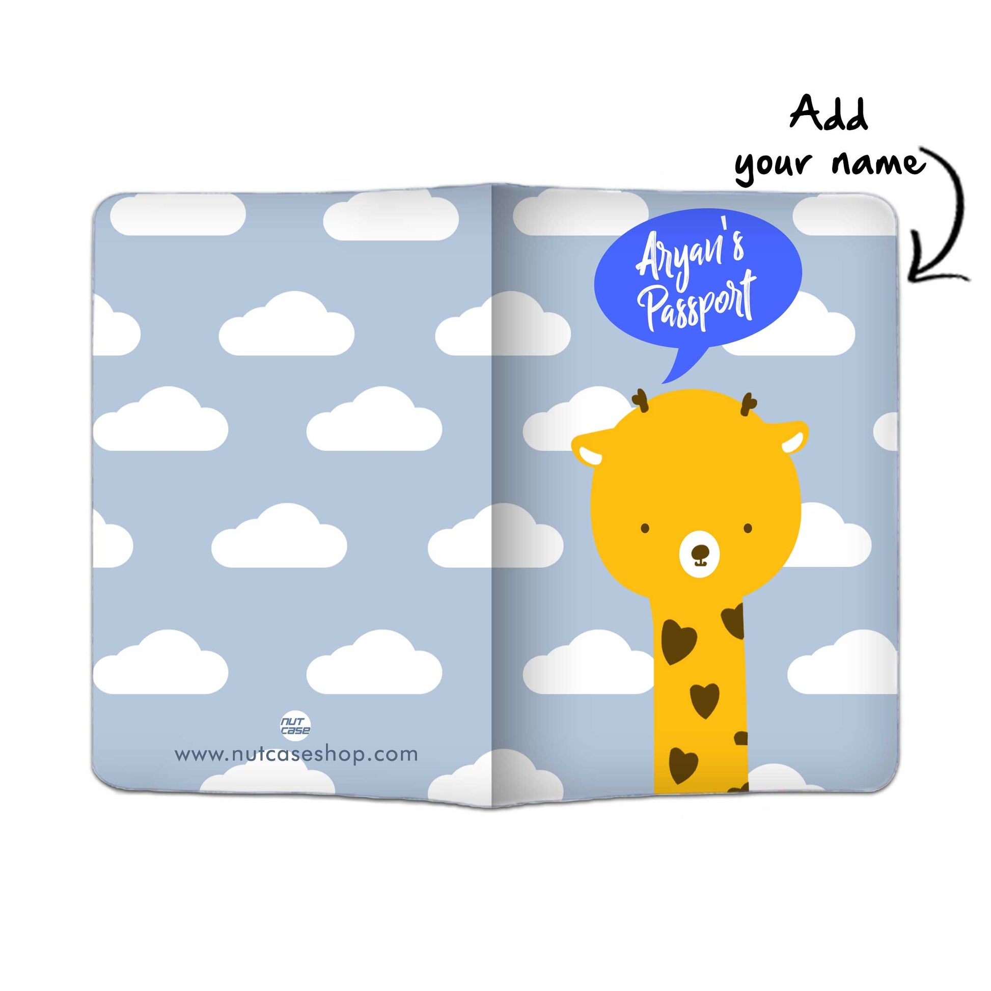 Personalized Passport Cover Travel Luggage Tag - Cute Giraff Nutcase