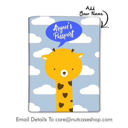 Personalized Passport Cover Travel Luggage Tag - Cute Giraff Nutcase