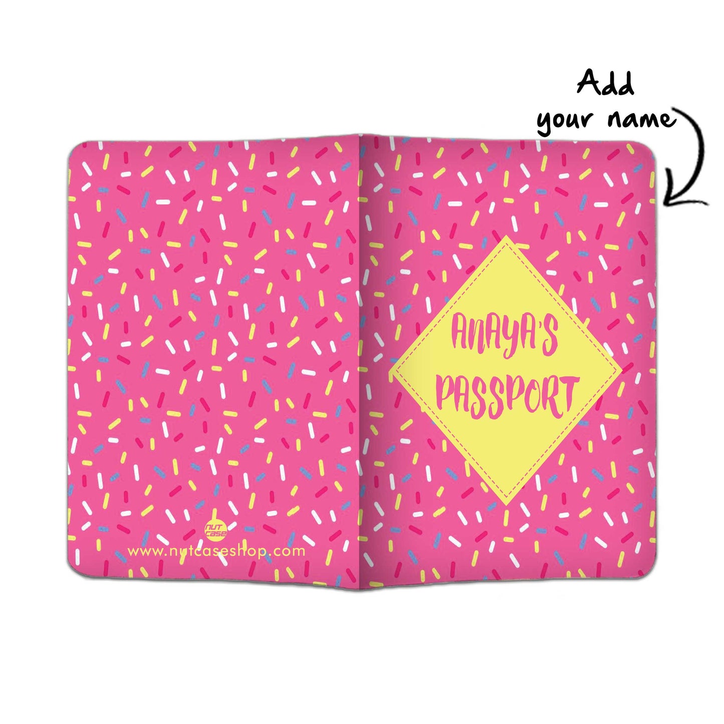 Personalized Passport Cover Suitcase Tag Set - Pink Lines Nutcase