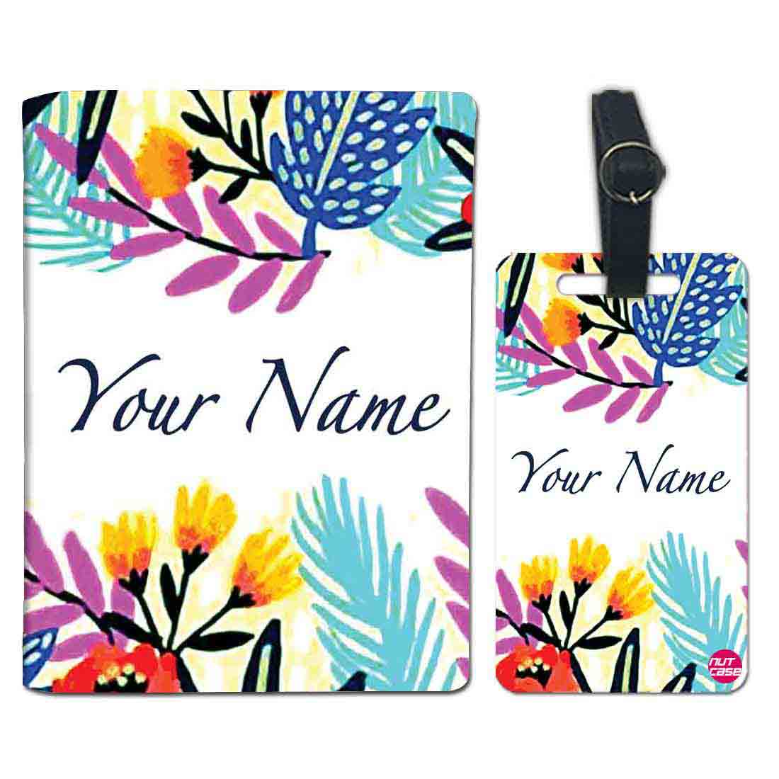 Customized Passport Cover Luggage Tag Set - Floral Nutcase