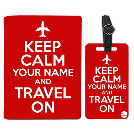 Personalised Passport Cover Luggage Tag Set - Keep Calm Red Nutcase