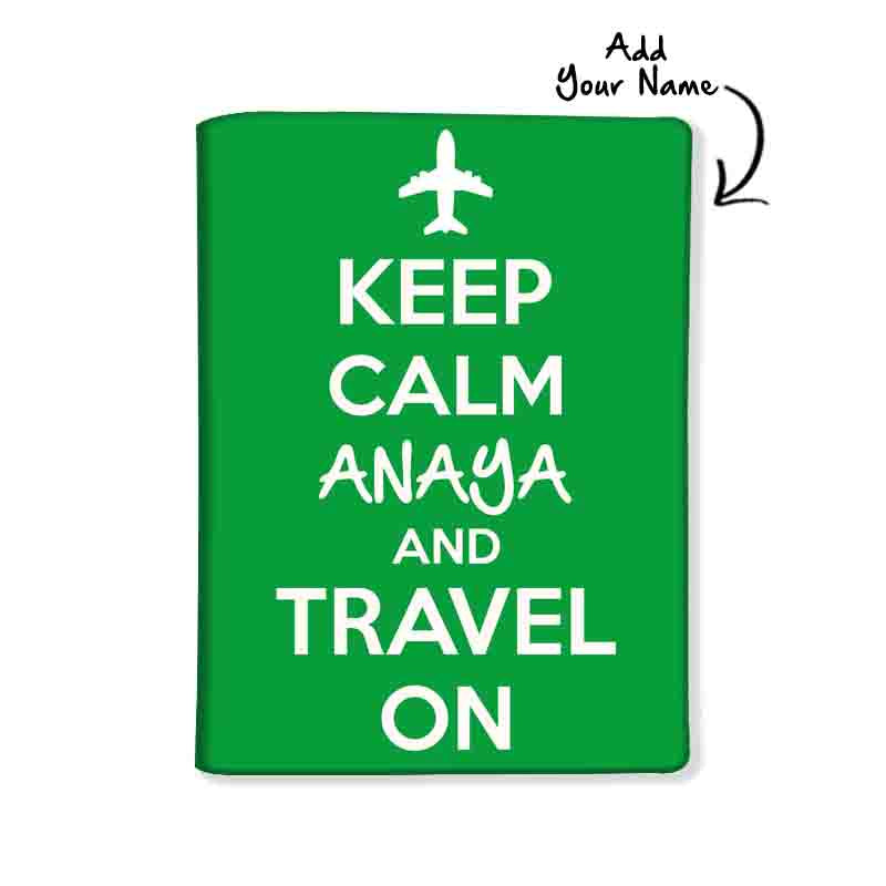 Personalized Passport Cover Luggage Tag Set - Keep Calm Green Nutcase