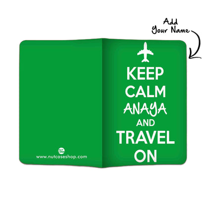 Personalized Passport Cover Luggage Tag Set - Keep Calm Green Nutcase