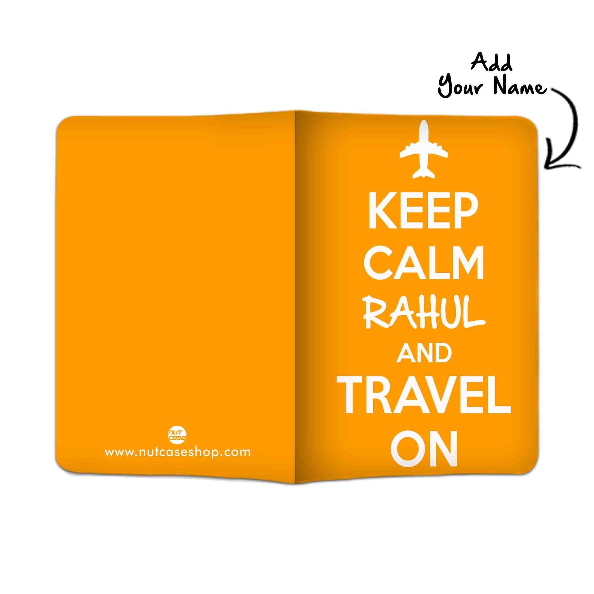 Customized Passport Cover Baggage Tag Set - Keep Calm Yellow Nutcase