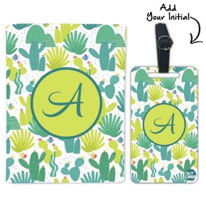 Personalized Passport Cover With Name Suitcase Tag- Cactus Art Nutcase