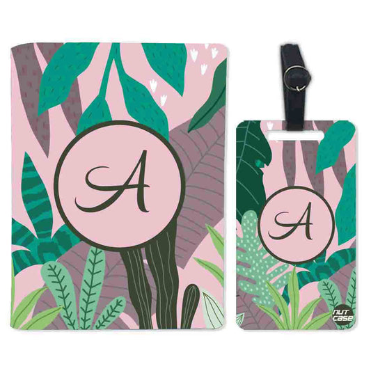 Personalized Passport Cover Baggage Tag Set - Pink Tropical Vibes Nutcase