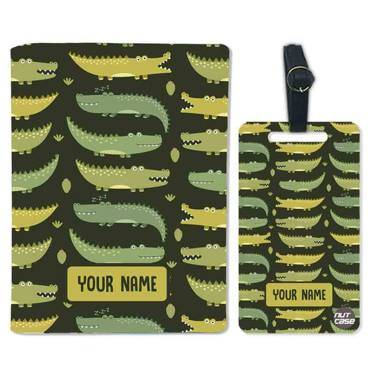 Personalised Passport Cover Suitcase Tag Set - Crocodile Nutcase