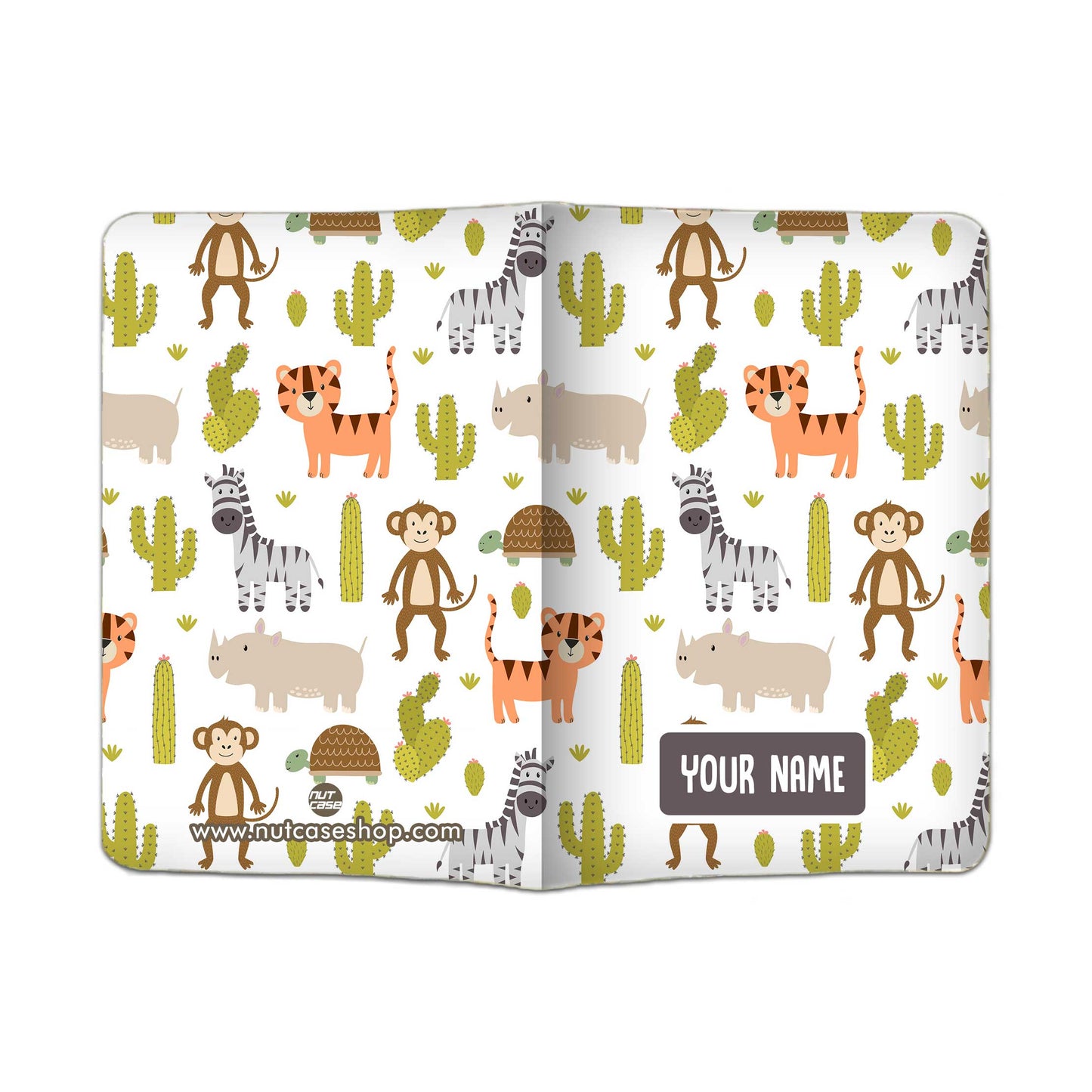 Personalized Children Passport Cover Luggage Tag Set - Animals and Cactus Nutcase