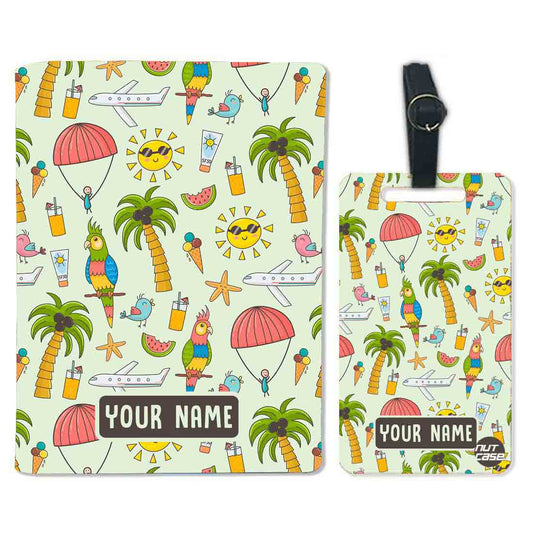 Personalised Passport Cover Baggage Tag Set for Kids - Summer Adventure Nutcase