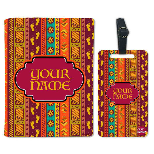 Personalized Passport Cover Baggage Tag Set - Ethnic Designer Nutcase