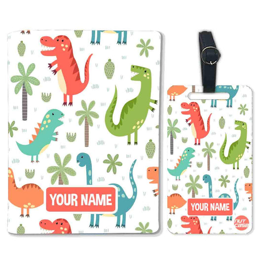 Personalized Kids Design Passport Cover Luggage Tag Set -Dinosaurs Nutcase