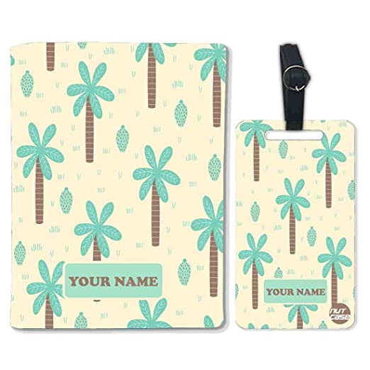 Personalised Passport Cover Suitcase Tag Set -Palm Tree Nutcase