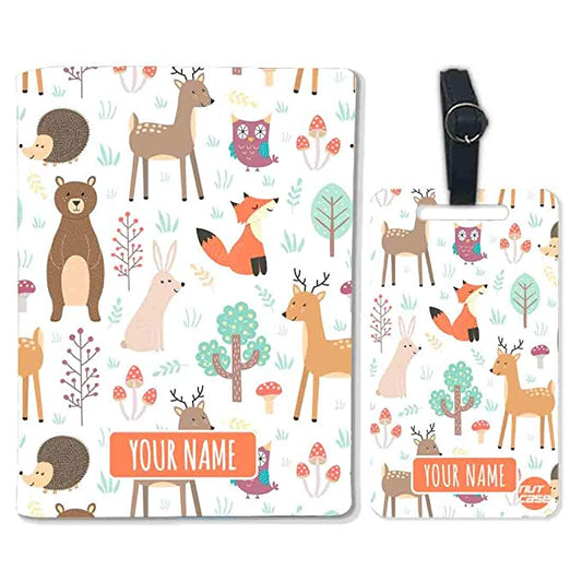 Personalized Children Passport Cover Luggage Tag Set -Cute Animal Nutcase