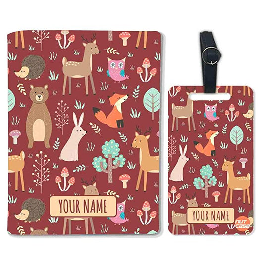 Customized Passport Cover Luggage Tag Set for Kids - Beautiful Animal Nutcase