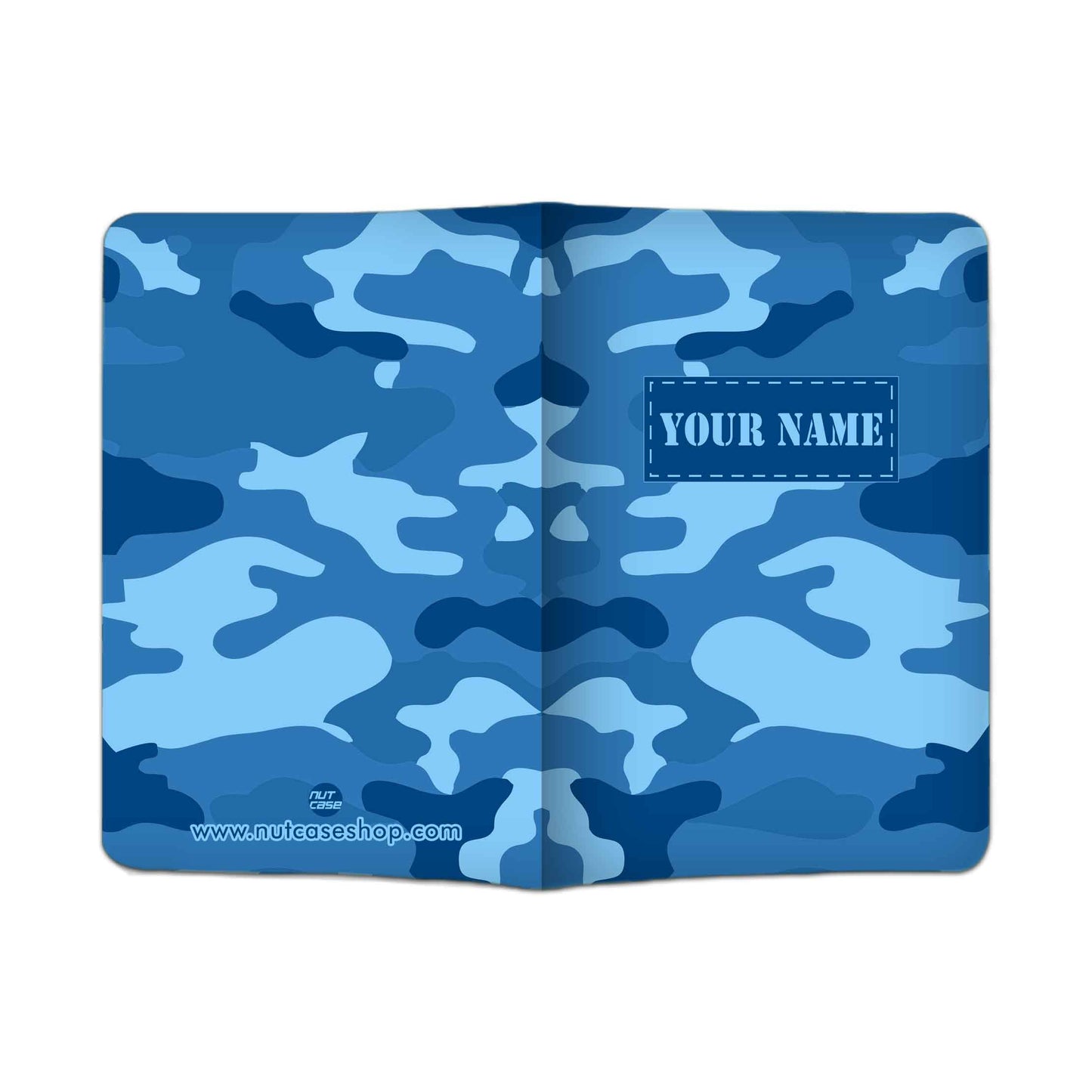 Personalized Passport Cover Suitcase Tag Set -Navy Blue Camoflage Nutcase