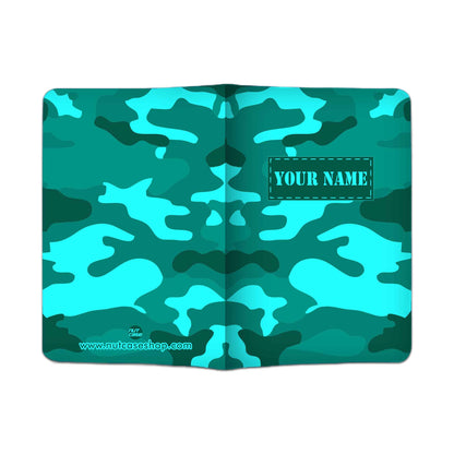 Customized Passport Cover Luggage Tag Set -Sea Blue Camoflage Nutcase