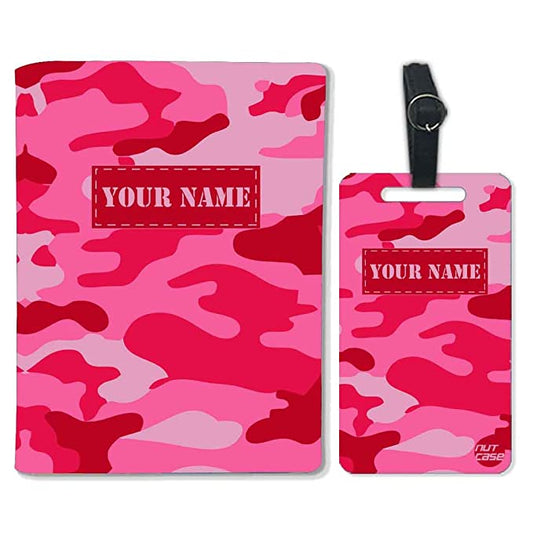 Personalised Passport Cover Luggage Tag Set -Pink Camoflage Nutcase