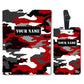 Personalized Passport Cover Baggage Tag Set -Black Red Camouflage Nutcase