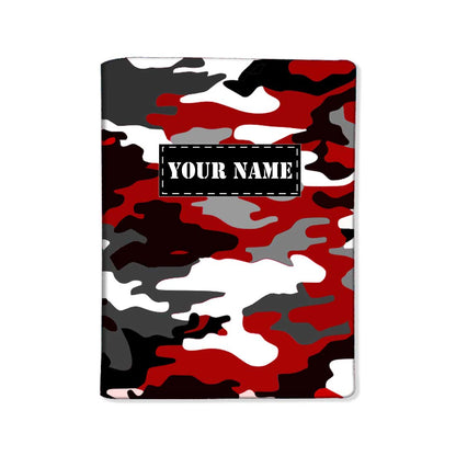 Personalized Passport Cover Baggage Tag Set -Black Red Camouflage Nutcase