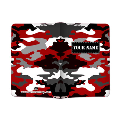 Personalized Passport Cover Baggage Tag Set -Black Red Camouflage Nutcase