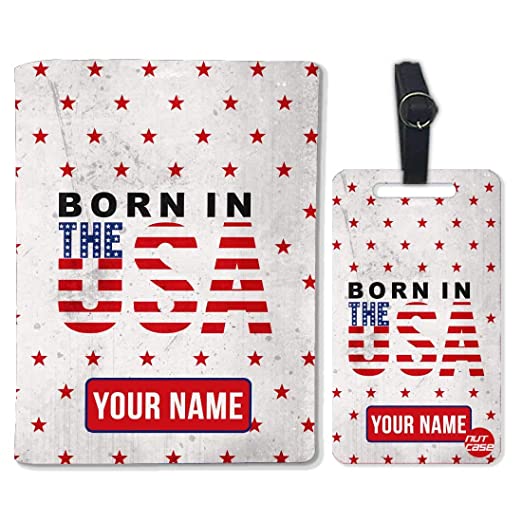 Customized Passport Cover Suitcase Tag Set - Born in The USA Nutcase