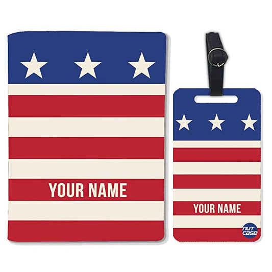Personalised Passport Cover Luggage Tag Set - USA Star Nutcase