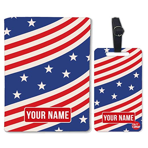 Personalized Passport Cover Luggage Tag Set - USA Star Nutcase