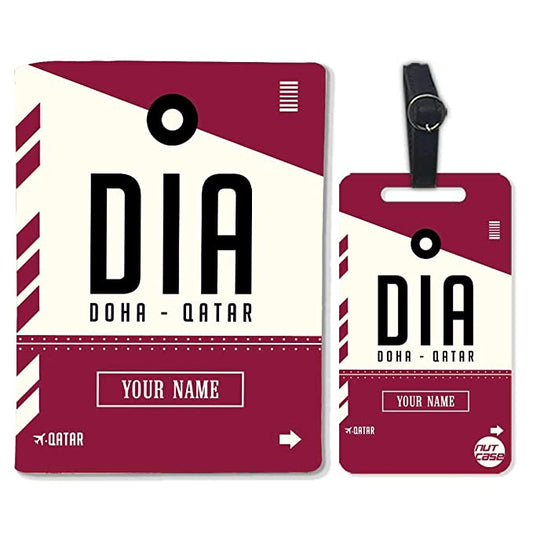 Personalized Passport Cover With Name Suitcase Tag - Doha - Qatar Nutcase