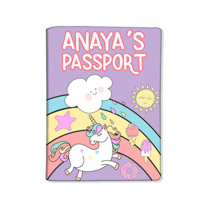 Personalised Passport Cover Baggage Tag Set - Unicorn and Rainbow Nutcase